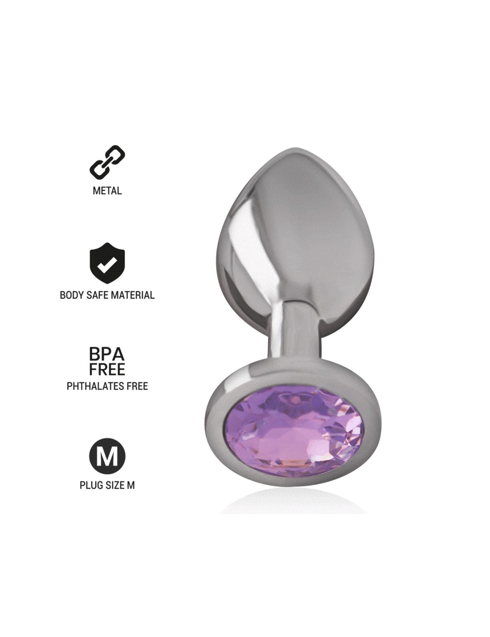 INTENSE - PLUG ANAL METAL ALUMINIO CON CRISTAL VIOLETA TALLA M