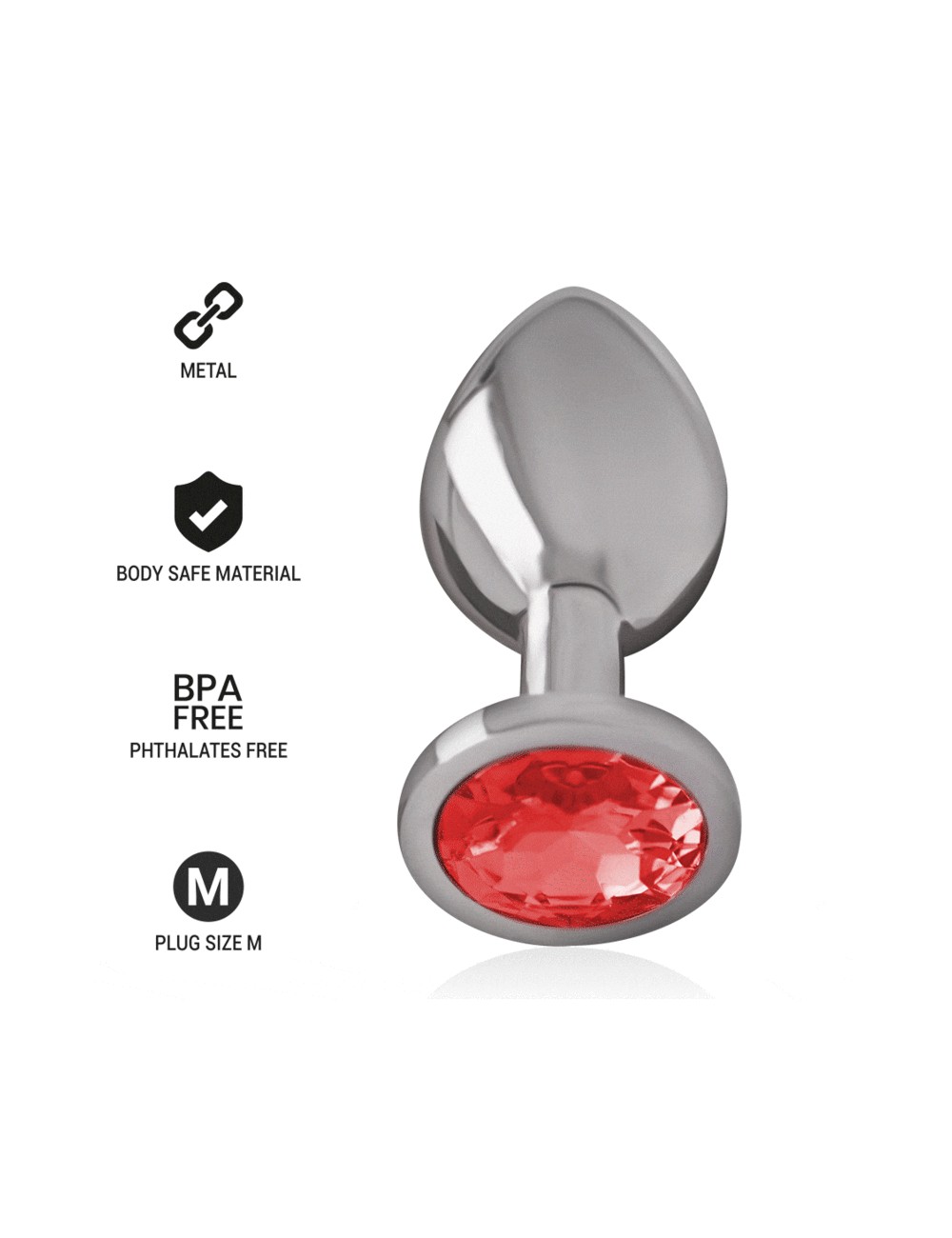 INTENSE - PLUG ANAL METAL CON CRISTAL ROJO TALLA M