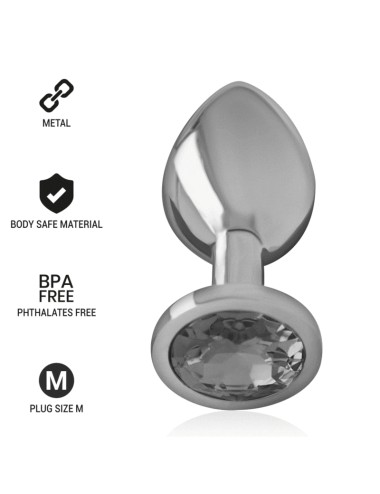 INTENSE - PLUG ANAL METAL ALUMINIO CON CRISTAL NEGRO TALLA M