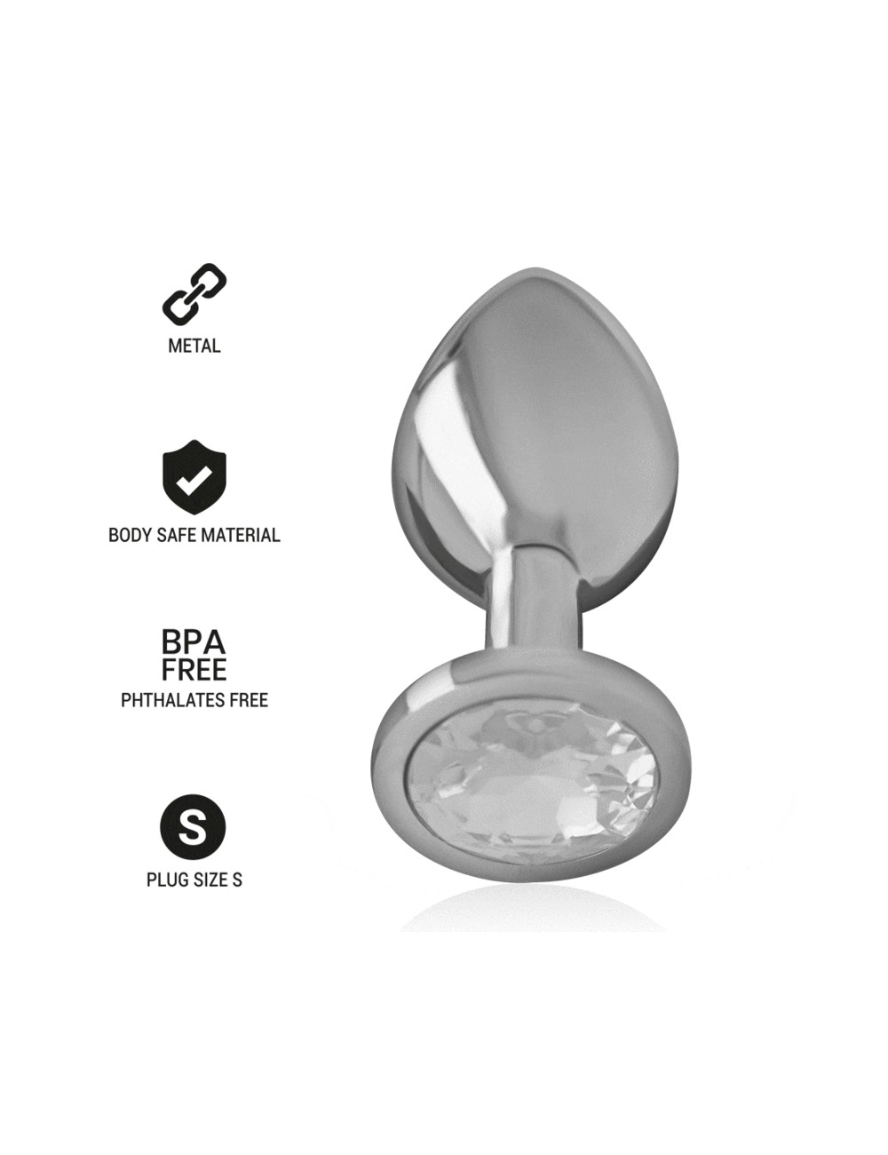 INTENSE - PLUG ANAL METAL ALUMINIO CON CRISTAL PLATA TALLA S INTENSE - PLUG ANAL METAL ALUMINIO CON CRISTAL PLATA TALLA S