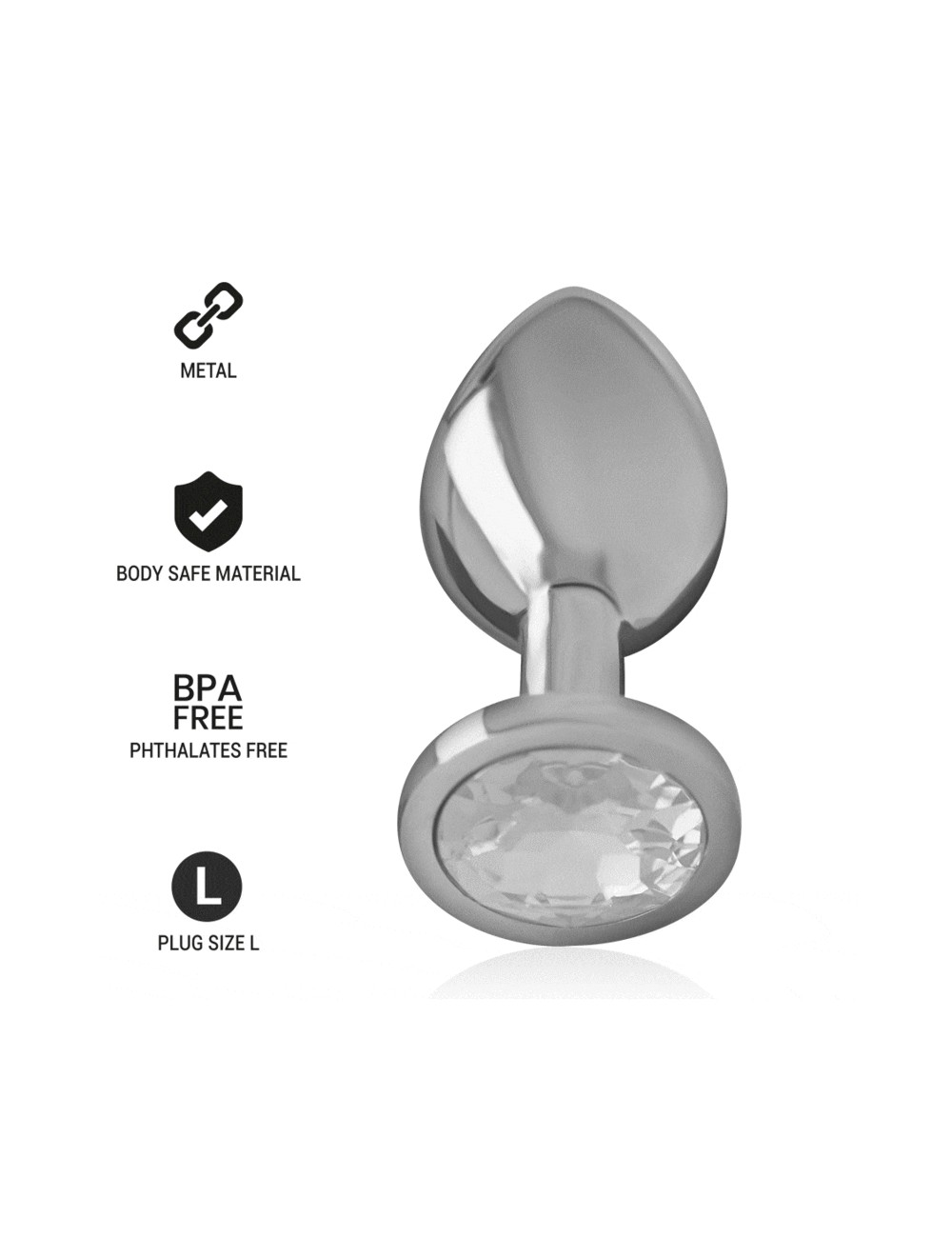 INTENSE - PLUG ANAL METAL ALUMINIO CON CRISTAL PLATA TALLA L INTENSE - PLUG ANAL METAL ALUMINIO CON CRISTAL PLATA TALLA L