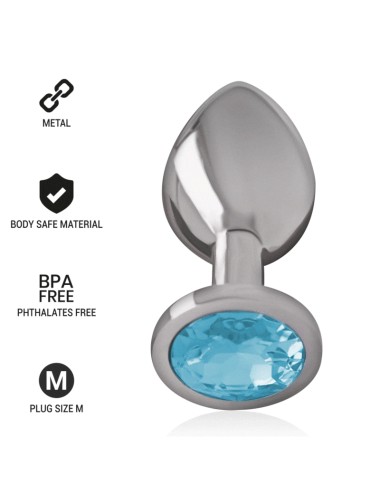 INTENSE - PLUG ANAL METAL ALUMINIO CON CRISTAL AZUL TALLA M