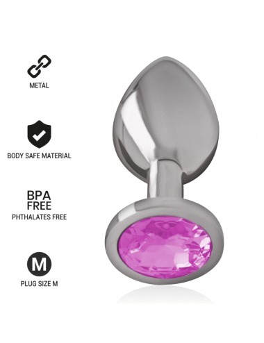 INTENSE - PLUG ANAL METAL ALUMINIO CON CRISTAL ROSA TALLA L