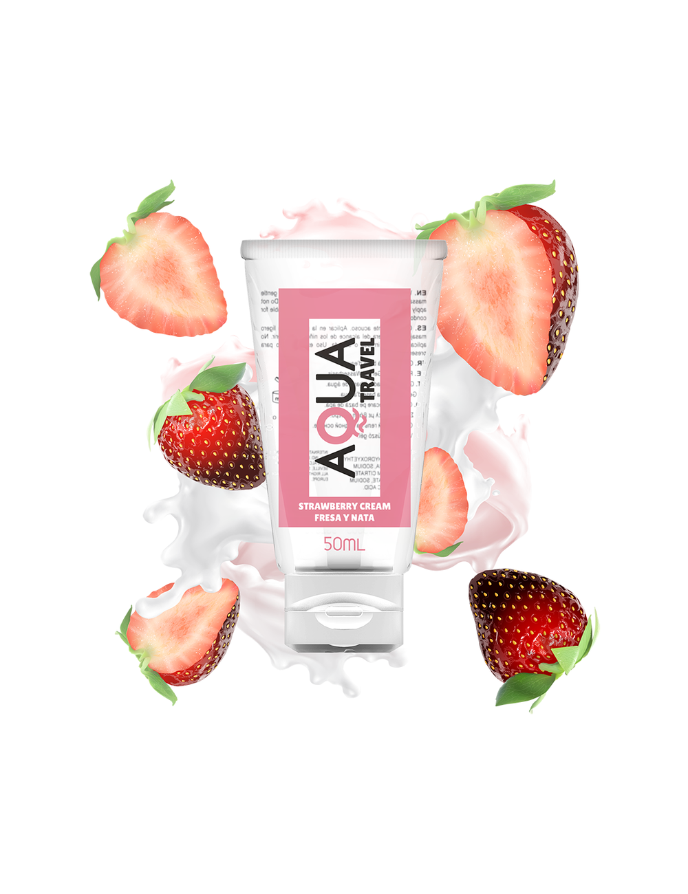 AQUA TRAVEL LUBRICANTE BASE AGUA SABOR FRESA Y NATA - 50 ML