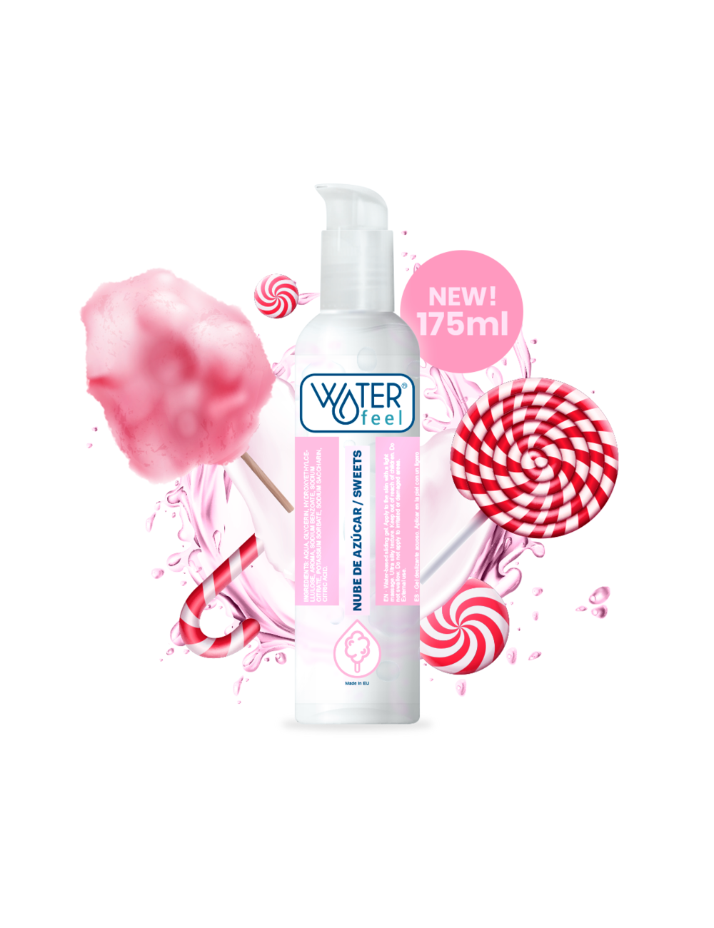 WATERFEEL LUBRICANTE  NUBE DE AZÚCAR 175 ML - ES EN IT NL FR DE