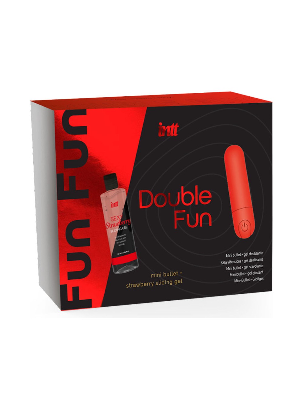 INTT - DOUBLE FUN KIT CON BALA VIBRADORA Y GEL DE MASAJE FRESA INTT - DOUBLE FUN KIT CON BALA VIBRADORA Y GEL DE MASAJE FRESA