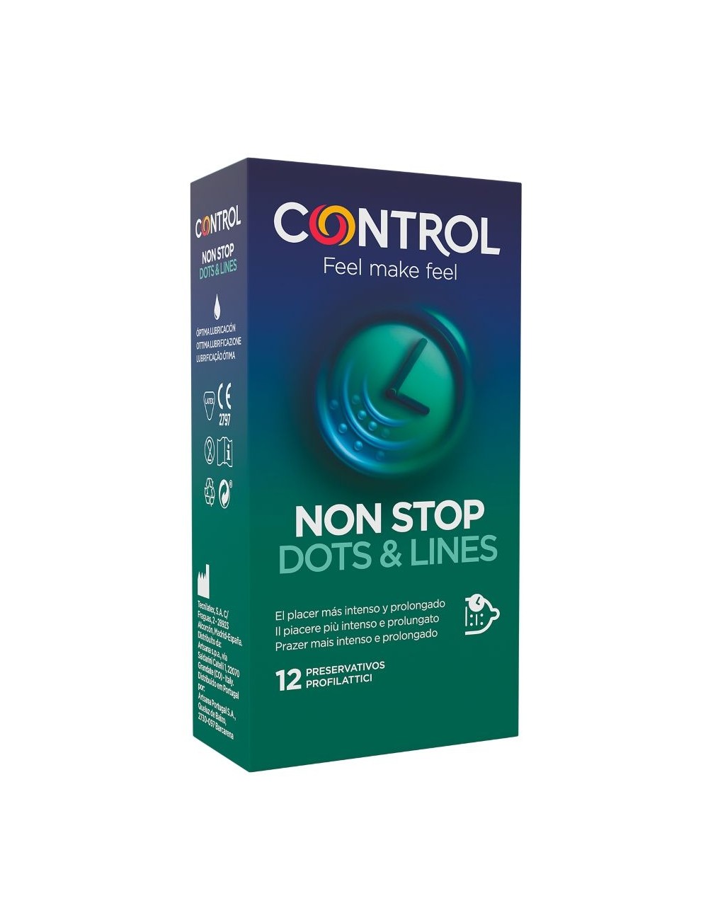 CONTROL NONSTOP PUNTOS Y ESTRIAS PRESERVATIVOS 12 UNIDADES