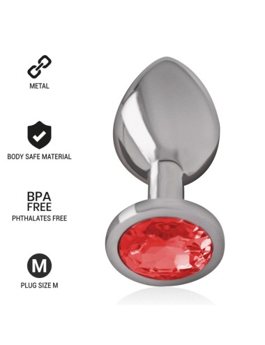 INTENSE - PLUG ANAL METAL CON CRISTAL ROJO TALLA M