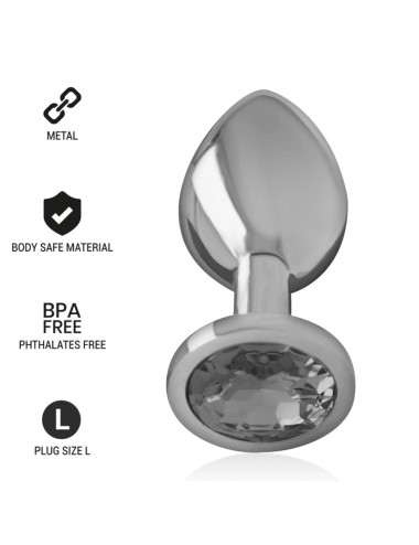 INTENSE - PLUG ANAL METAL ALUMINIO CON CRISTAL NEGRO TALLA L