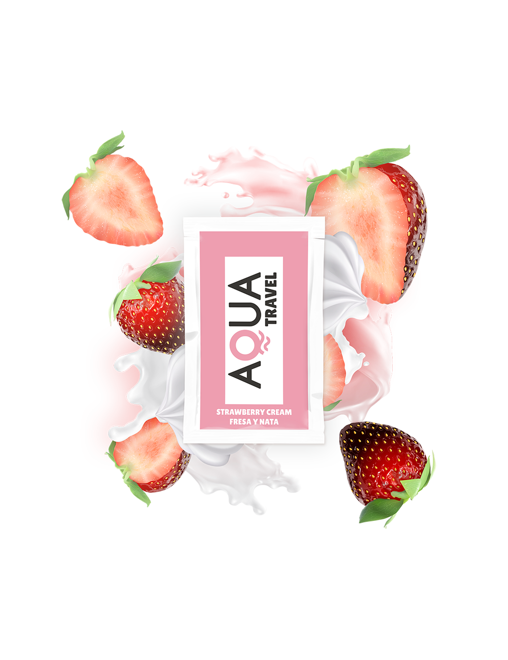 AQUA TRAVEL LUBRICANTE BASE AGUA SABOR FRESA Y NATA - 6 ML AQUA TRAVEL LUBRICANTE BASE AGUA SABOR FRESA Y NATA - 6 ML