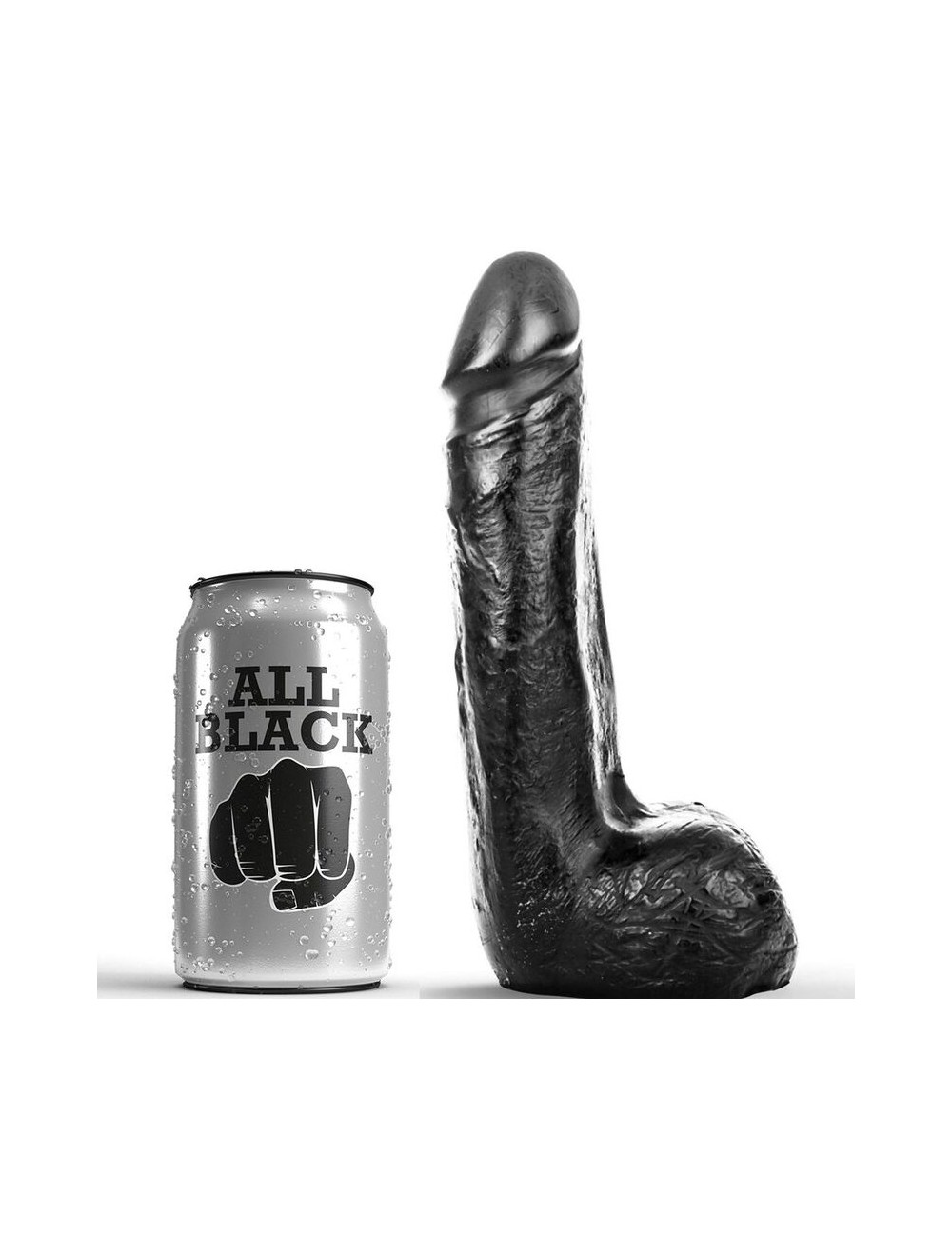 ALL BLACK DILDO REALISTICO NEGRO SUAVE 20 CM