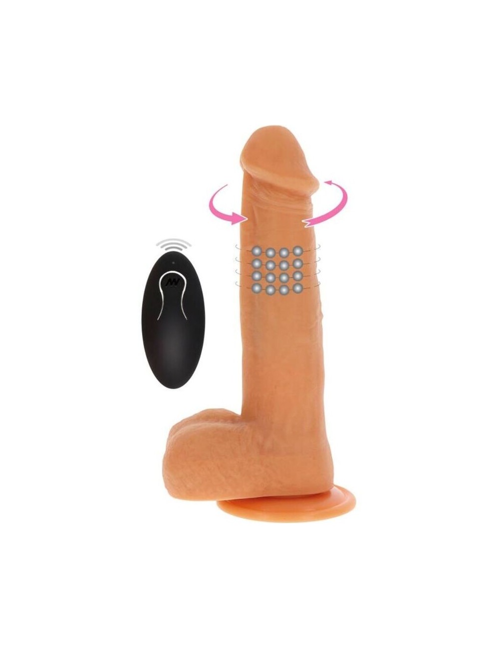 GET REAL - DILDO VIBRADOR CON BOLAS GIRATORIAS NATURAL