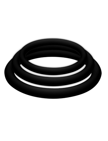 POTENZ PLUS PACK 3 ANILLOS PARA PENE NEGRO - S