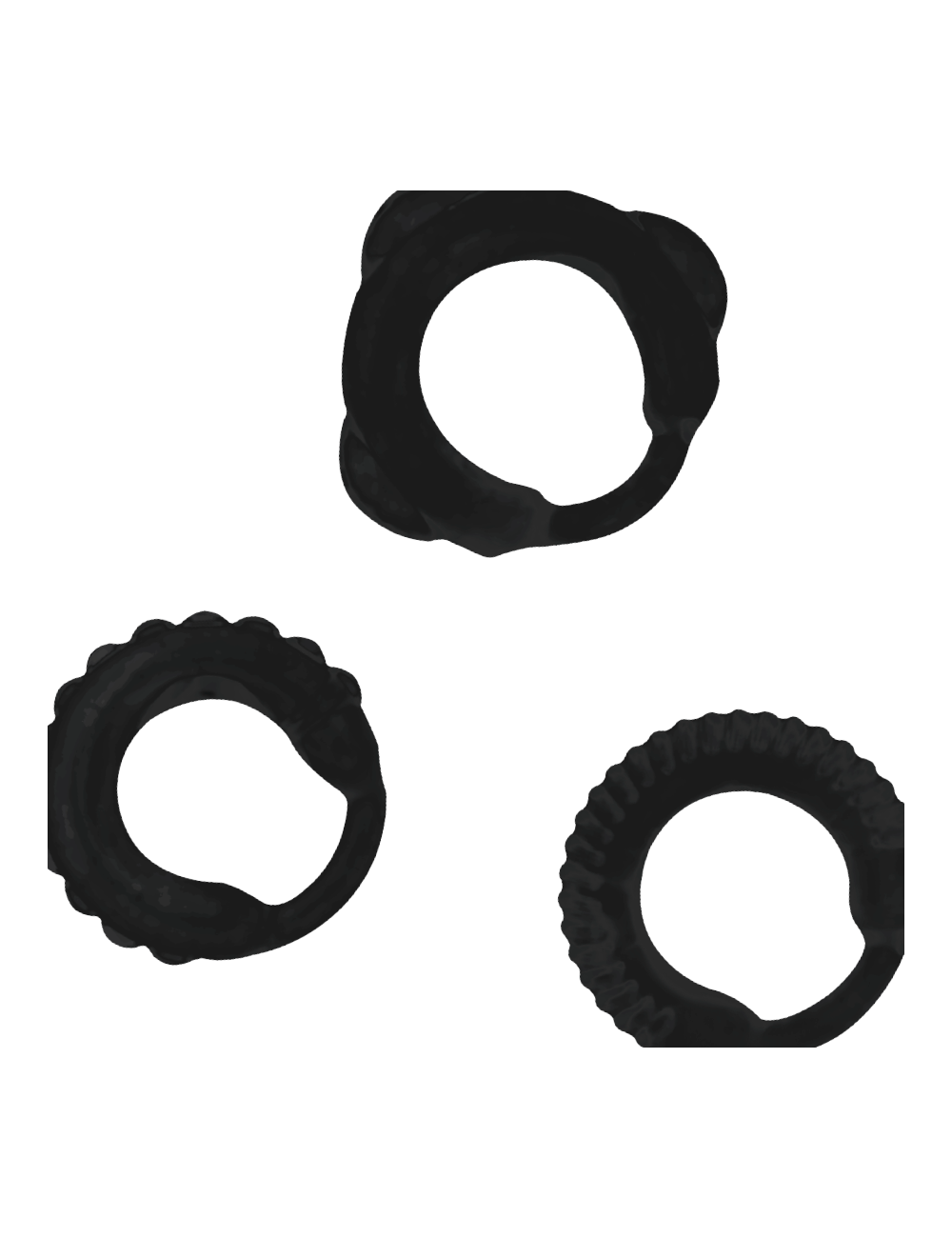 ADDICTED TOYS  SET 3 ANILLOS PENE NEGRO
