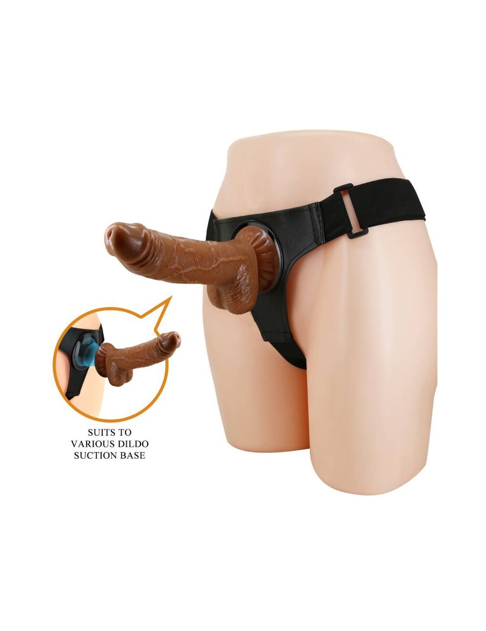 PRETTY LOVE - HARNESS BRIEFS ARNÉS UNIVERSAL CON DILDO MICHEAL 20 CM NEGRO