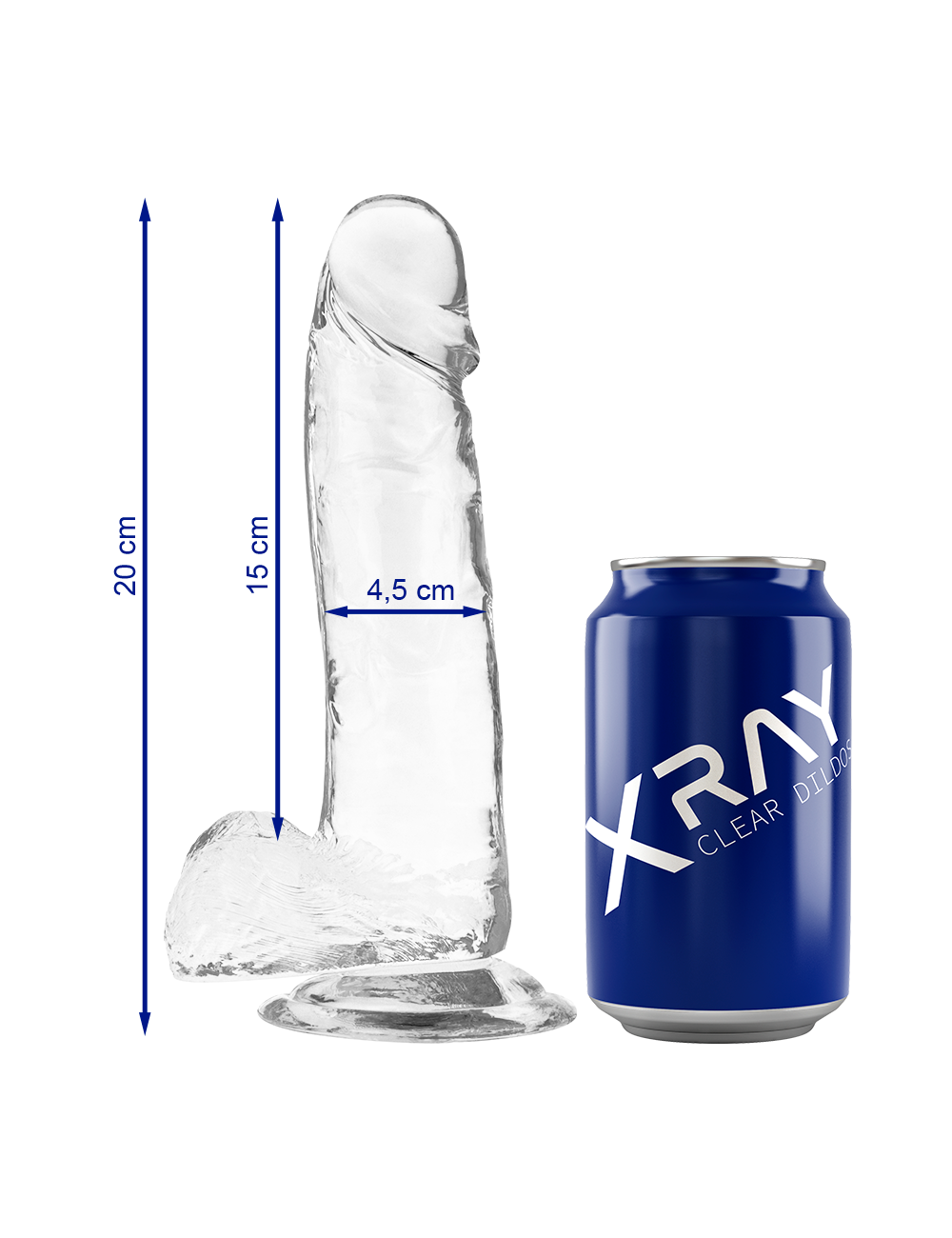 XRAY CLEAR DILDO REALISTA TRANSPARENTE 20CM X 4.5CM