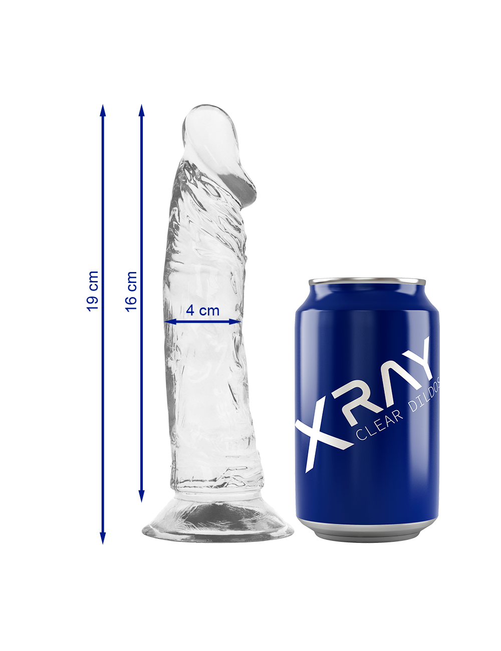 XRAY CLEAR DILDO TRANSPARENTE 19CM X 4CM