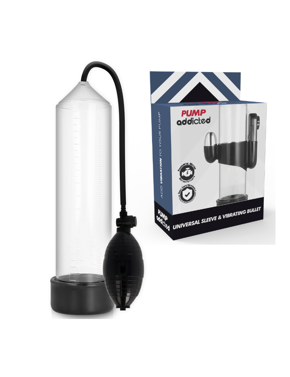 PUMP ADDICTED BOMBA ERECCIÓN RX3 TRANSPARENTE CON VIBRADOR