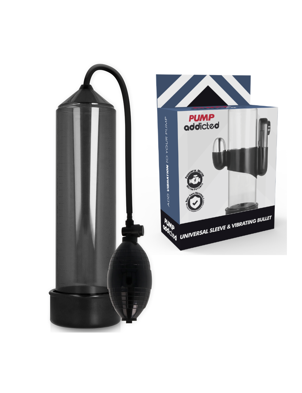 PUMP ADDICTED BOMBA ERECCIÓN RX3 NEGRO CON VIBRADOR