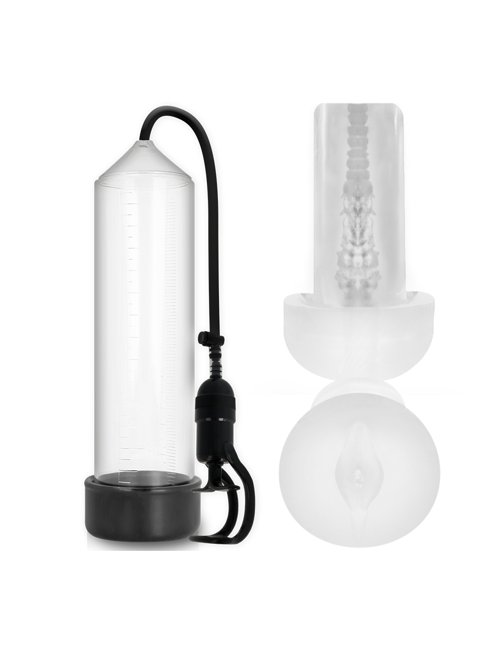 PUMP ADDICTED BOMBA ERECCIÓN RX5 TRANSPARENTE CON MASTURBADOR