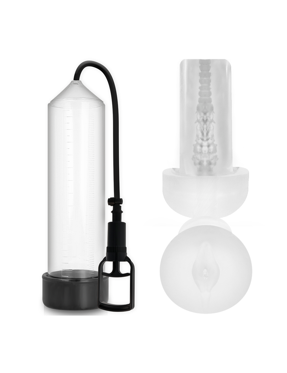 PUMP ADDICTED BOMBA ERECCIÓN RX7 TRANSPARENTE CON MASTURBADOR