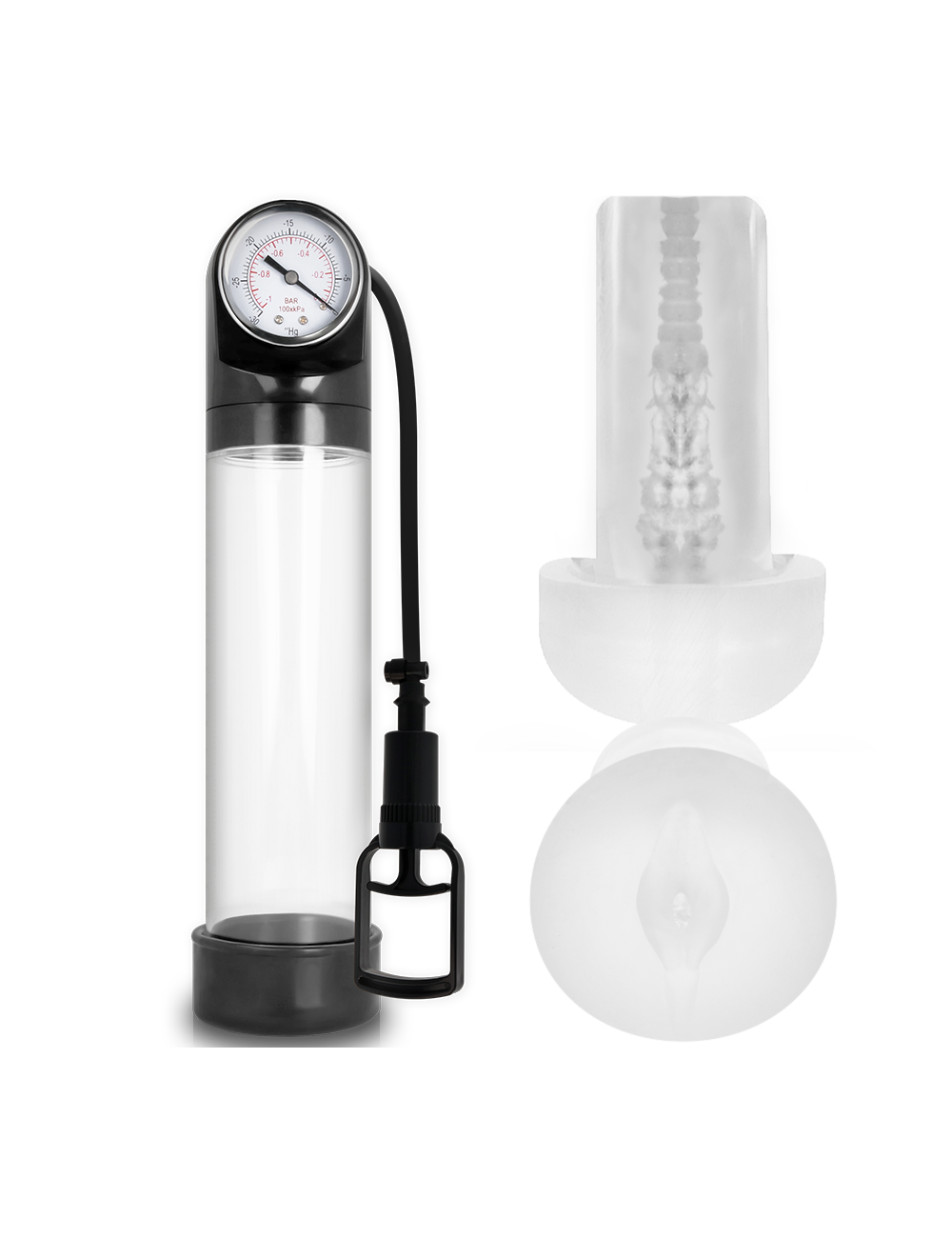 PUMP ADDICTED BOMBA ERECCIÓN RX9 TRANSPARENTE CON MASTURBADOR