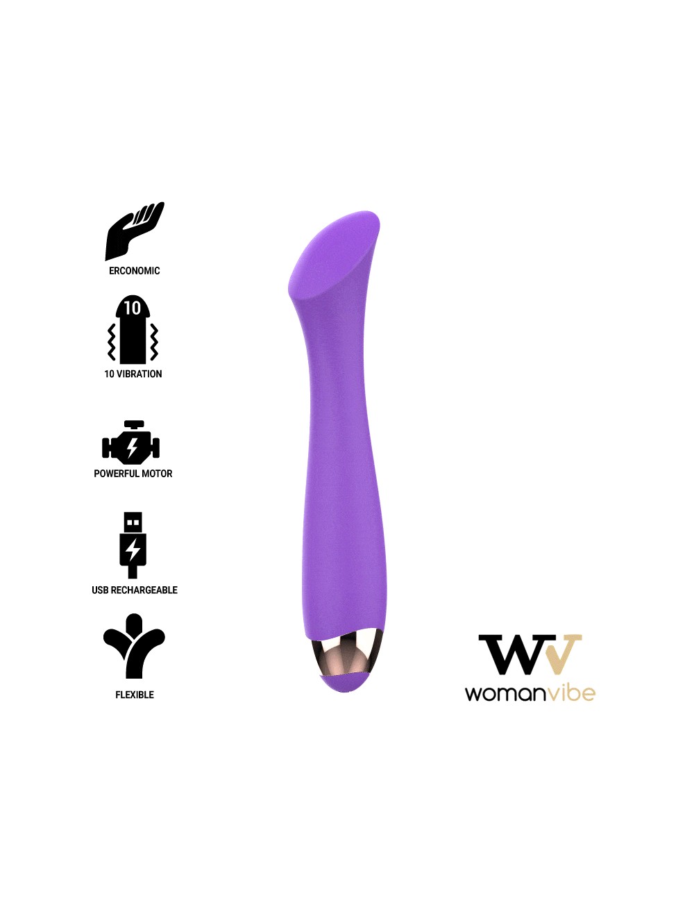 WOMANVIBE MANDY VIBRADOR RECARGABLE SILICONA PUNTO "K" WOMANVIBE MANDY VIBRADOR RECARGABLE SILICONA PUNTO "K"