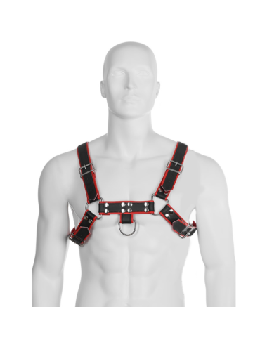 LEATHER BODY CHAIN HARNESS III BLACK / RED