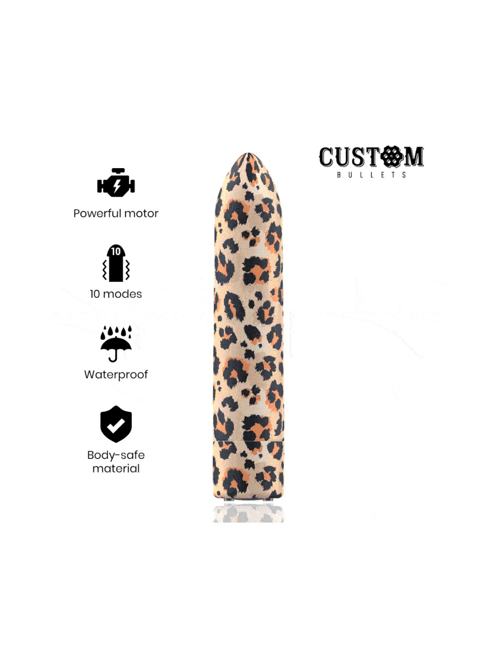 CUSTOM BULLETS BALA RECARGABLE LEOPARD 10 INTENSIDADES CUSTOM BULLETS BALA RECARGABLE LEOPARD 10 INTENSIDADES