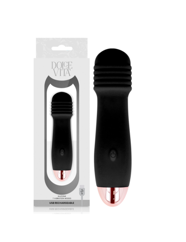 DOLCE VITA VIBRADOR RECARGABLE TRES NEGRO 7 VELOCIDADES