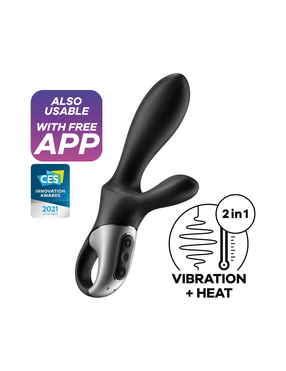 SATISFYER HEAT CLIMAX + VIBRADOR ANAL APP - NEGRO