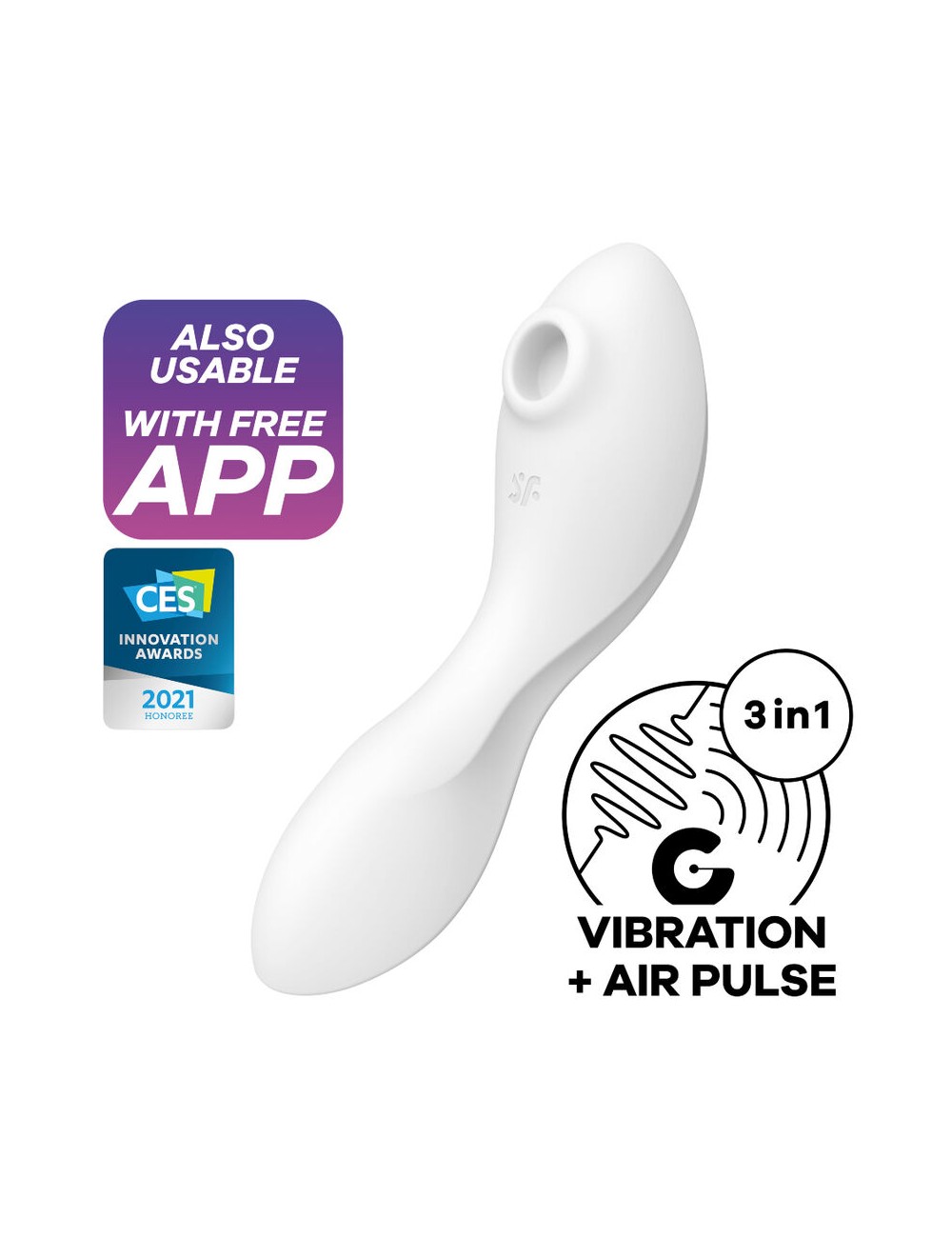 SATISFYER CURVY TRINITY 5 ESTIMULADOR Y VIBRADOR APP - BLANCO