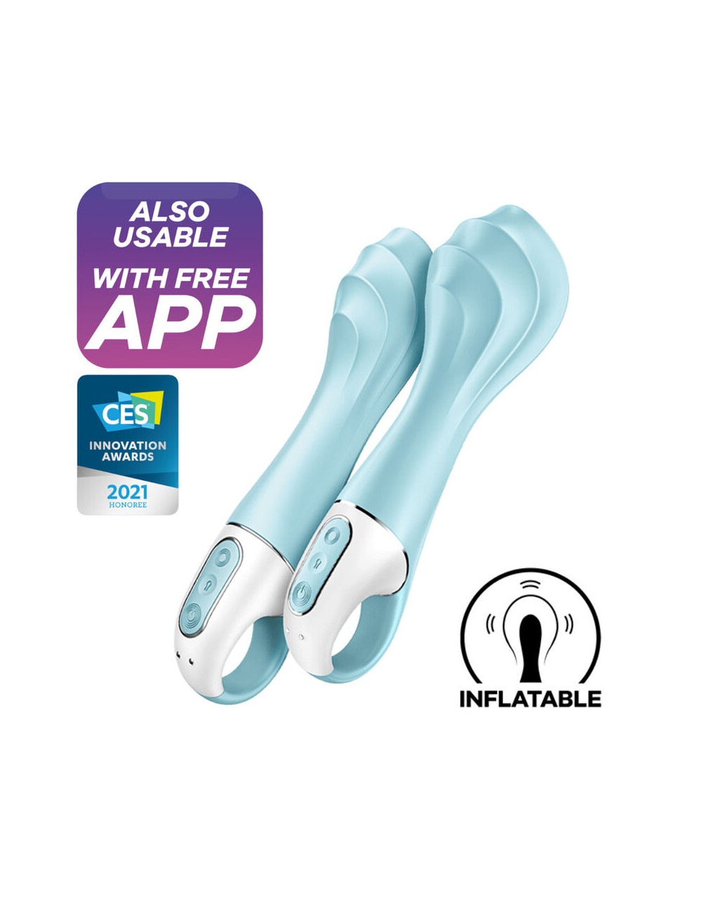 SATISFYER AIR PUMP VIBRATOR 5+ VIBRADOR PUNTO G INFLABLE APP - AZUL