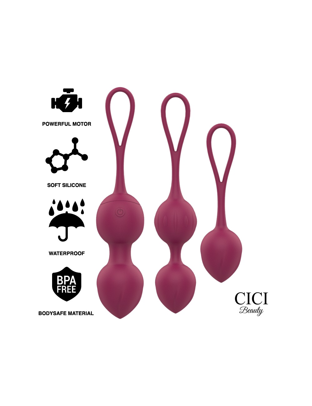 CICI BEAUTY PREMIUM SILICONE 3 VIBRATING KEGEL BEADS REMOTE CONTROL