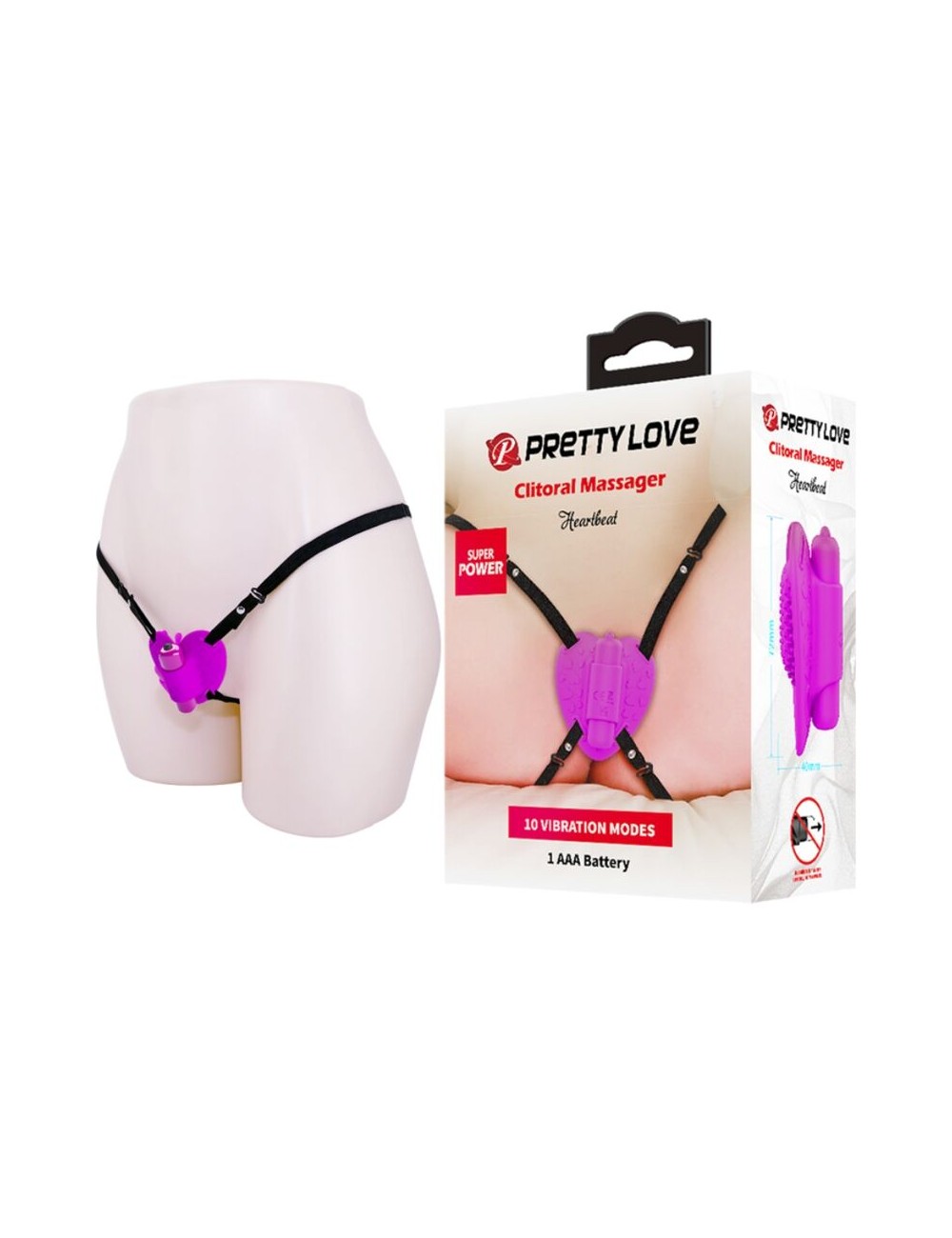 PRETTY LOVE - MASAJEADOR DE CLITORIS HEARTBEAT 10 MODOS DE VIBRACION MORADO