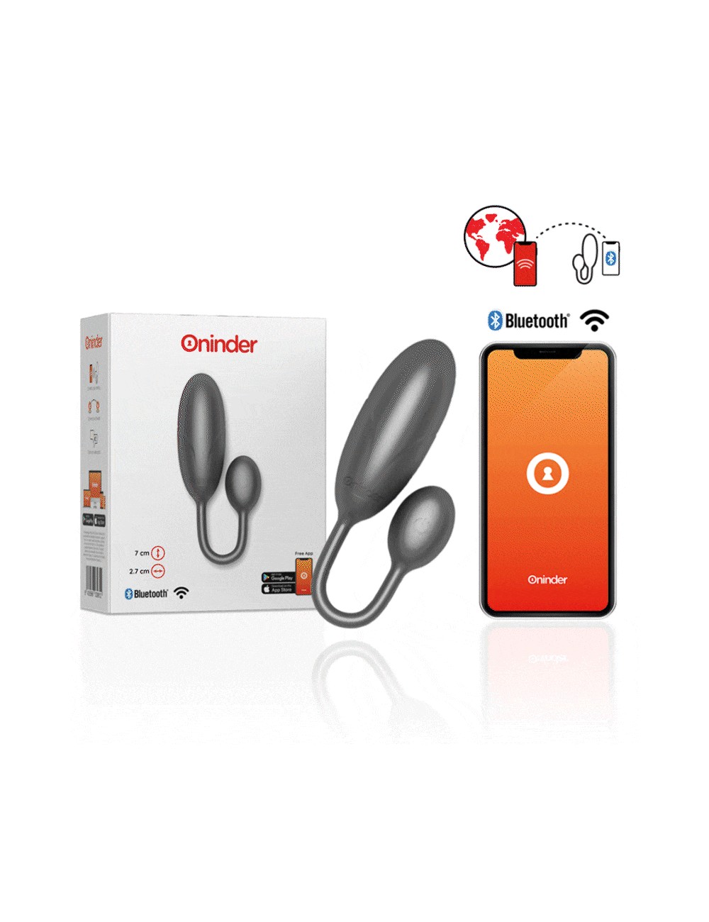 ONINDER - DENVER HUEVO VIBRADOR NEGRO 7 X 2.7 CM FREE APP