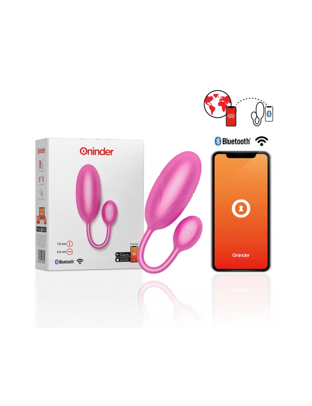 ONINDER - TOKYO HUEVO VIBRADOR ROSA 7.5 X 3.2 CM FREE APP