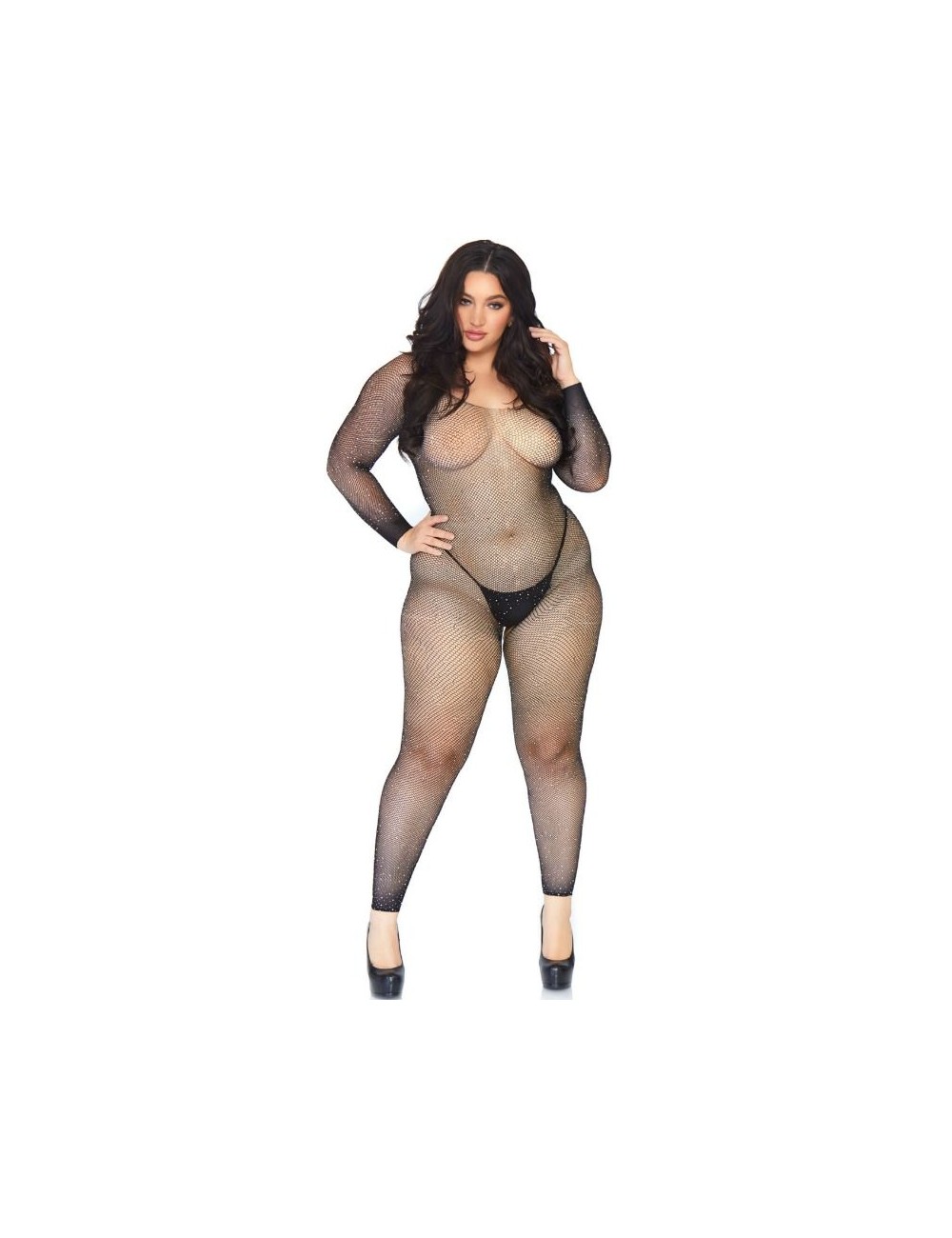 LEG AVENUE BODYSTOCKING EN RED CON BRILLANTE 1X-2X LEG AVENUE BODYSTOCKING EN RED CON BRILLANTE 1X-2X