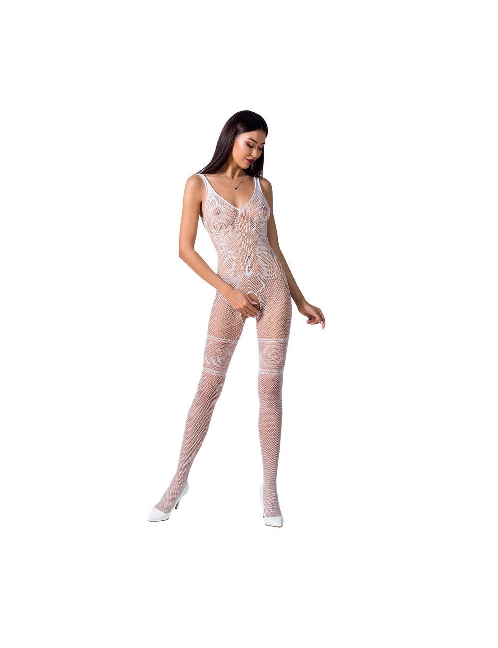 PASSION WOMAN BS069 BODYSTOCKING BLANCO TALLA UNICA