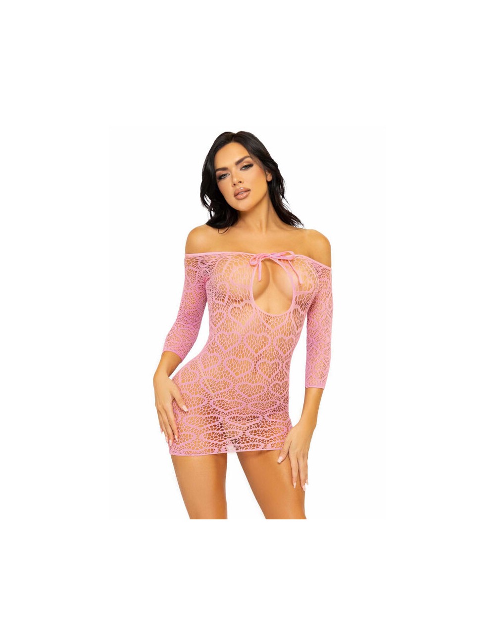 LEG AVENUE MINI VESTIDO HEART NET TALLA ÚNICA - ROSA LEG AVENUE MINI VESTIDO HEART NET TALLA ÚNICA - ROSA