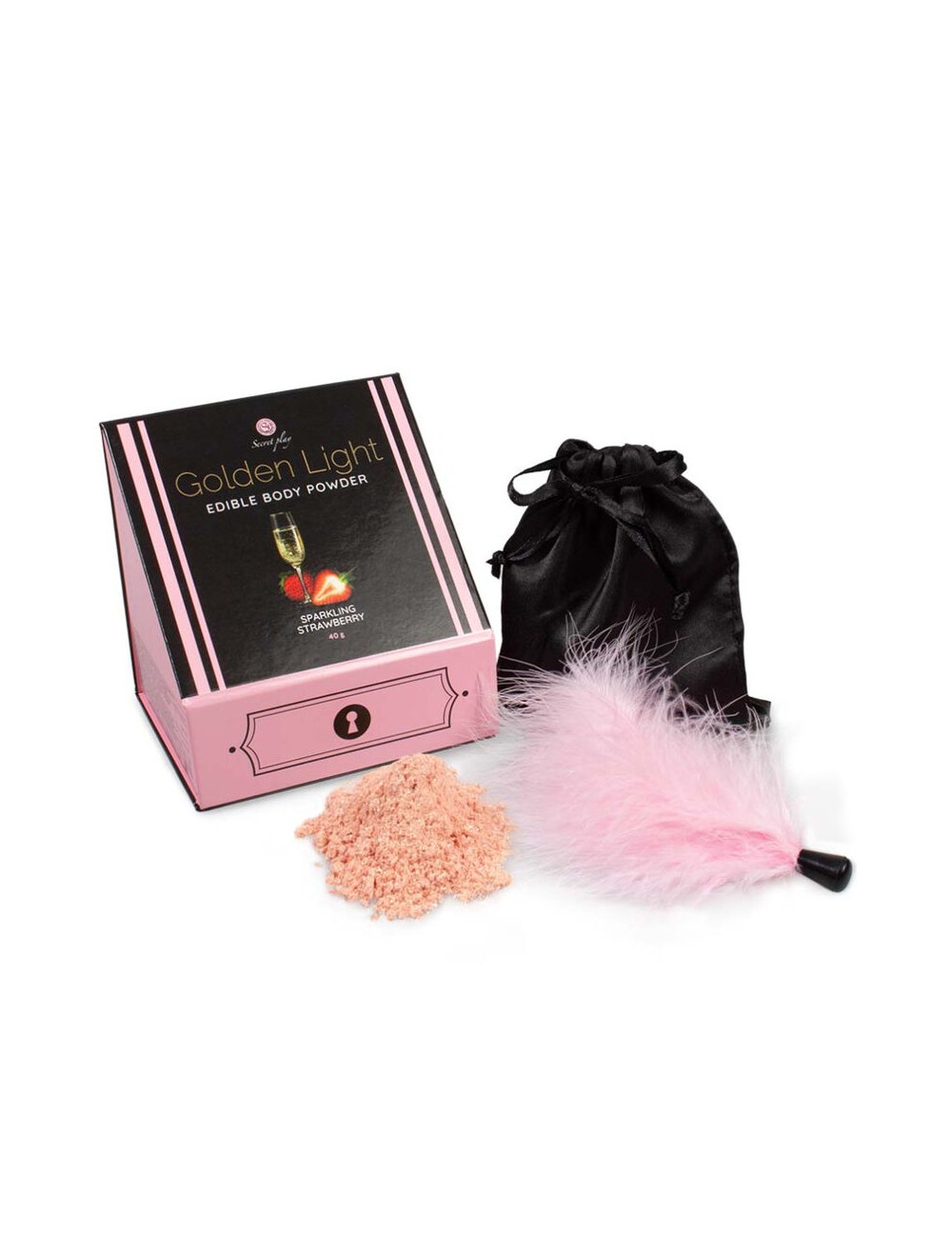 SECRETPLAY GOLDEN LIGHT KIT POLVOS COMESTIBLES Y PLUMA - FRESAS & CAVA SECRETPLAY GOLDEN LIGHT KIT POLVOS COMESTIBLES Y PLUMA - FRESAS & CAVA