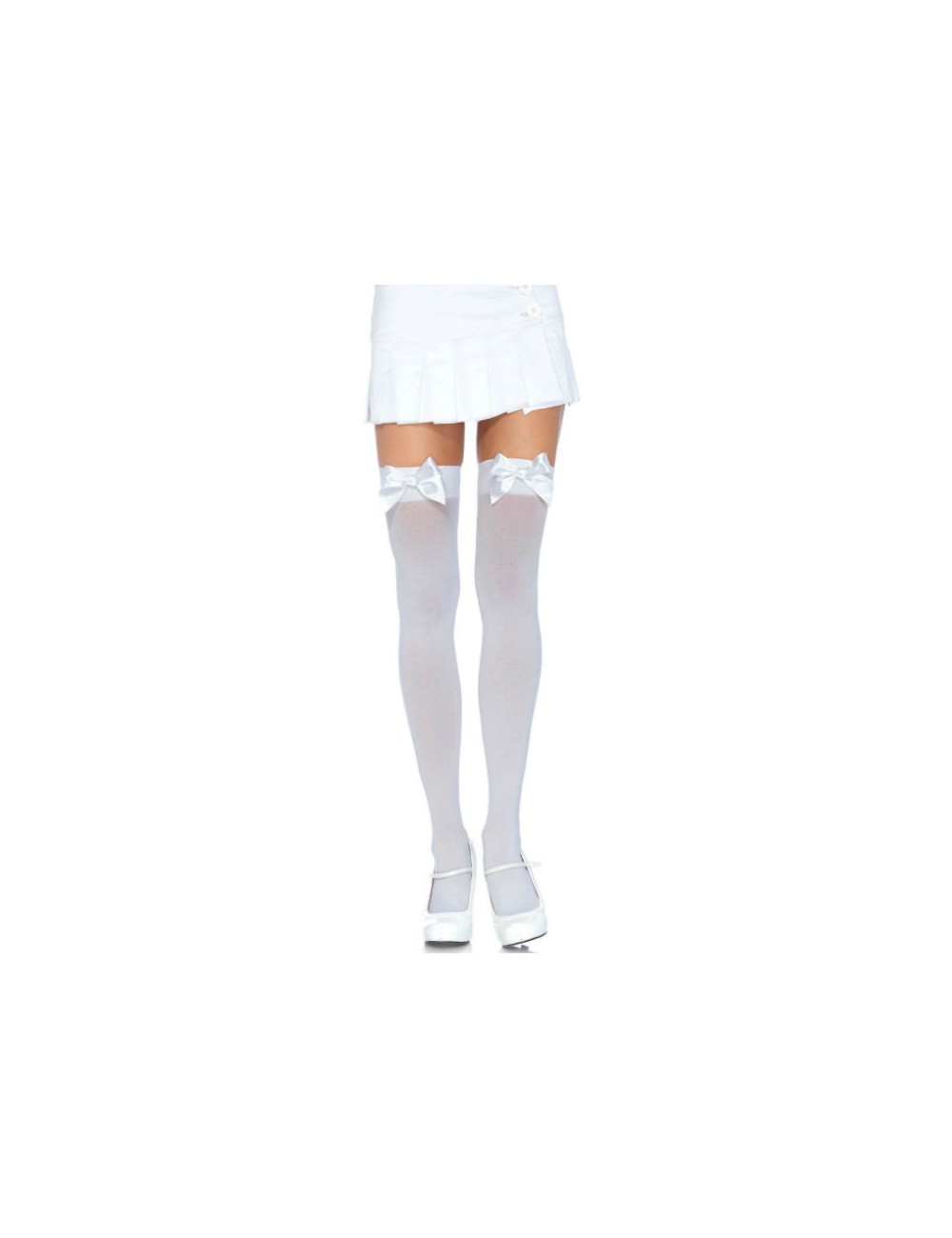 LEG AVENUE MEDIAS NYLON BLANCO Y LAZO BLANCO LEG AVENUE MEDIAS NYLON BLANCO Y LAZO BLANCO