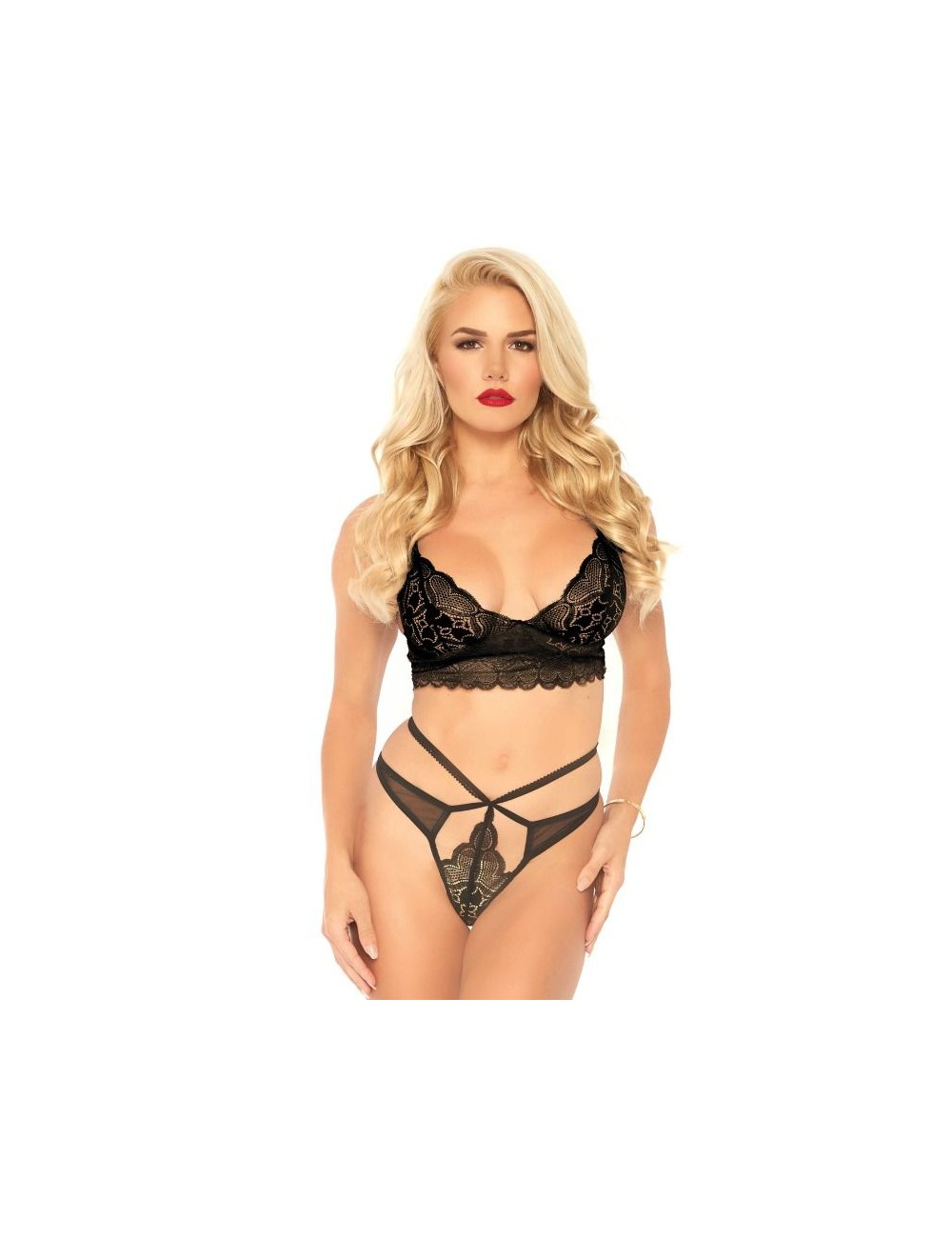 LEG AVENUE SET 2 PIEZAS CON TANGA DOBLE TIRANTA M/L LEG AVENUE SET 2 PIEZAS CON TANGA DOBLE TIRANTA M/L