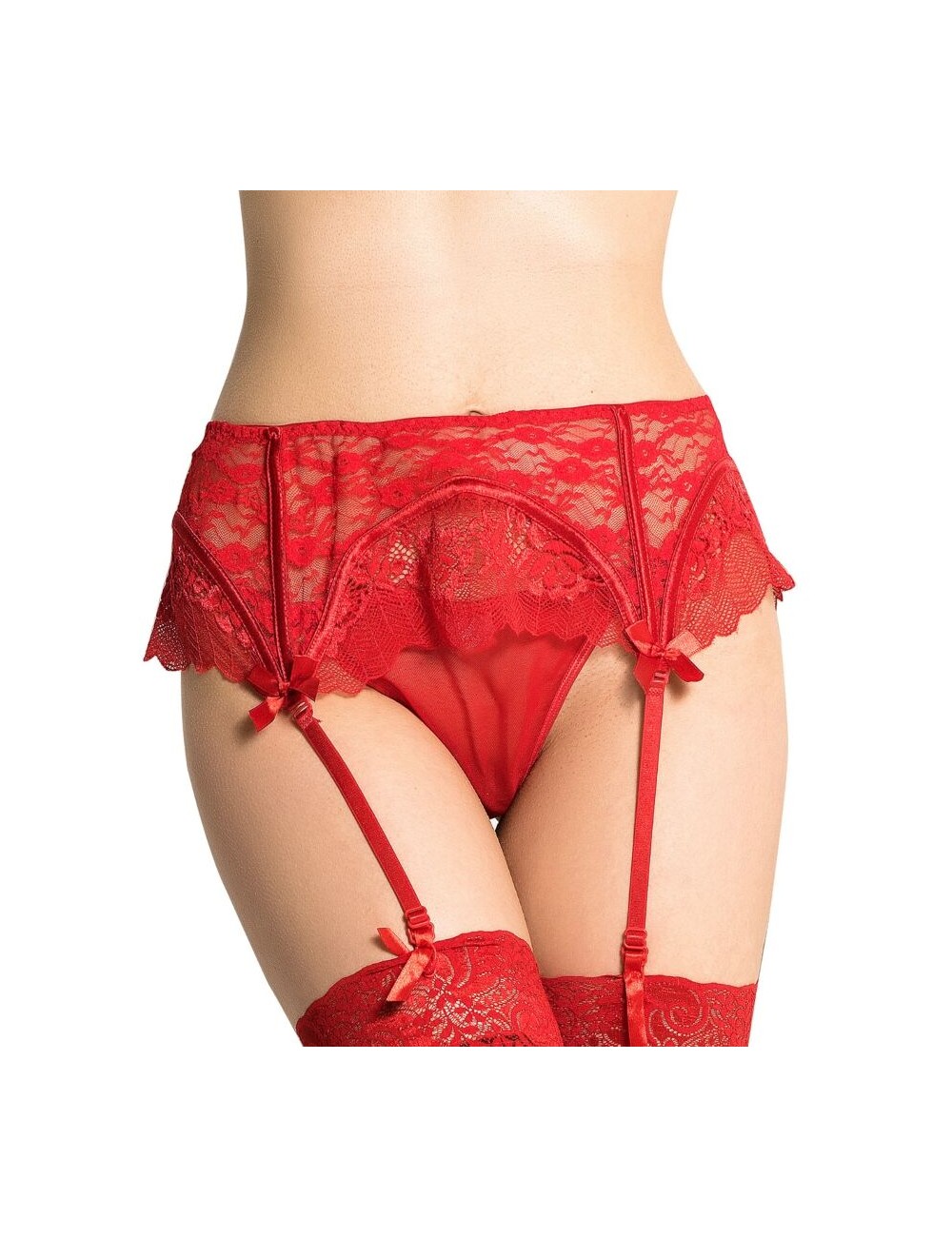 QUEEN LINGERIE TANGA CON LIGUERO DE ENCAJES S/M