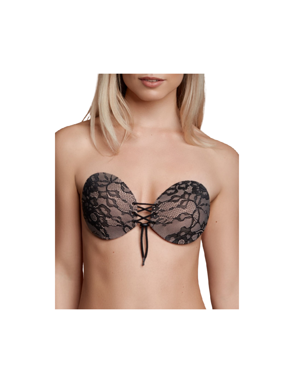 BYE BRA SUJETADOR ADHESIVO CON ENTRELAZADO Y BORDADOS TALLA D