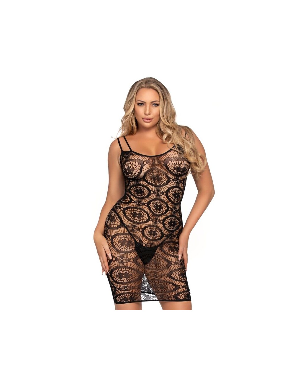 LEG AVENUE MINI VESTIDO DE GANCHILLO NEGRO LEG AVENUE MINI VESTIDO DE GANCHILLO NEGRO