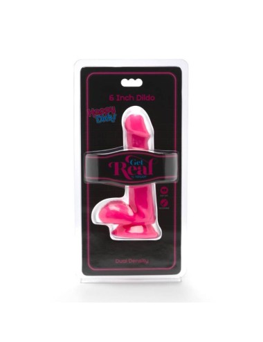 GET REAL - HAPPY DICKS DILDO 12 CM CON TESTICULOS ROSA