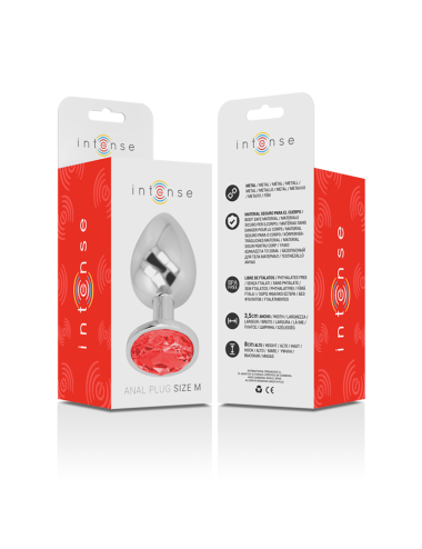 INTENSE - PLUG ANAL METAL CON CRISTAL ROJO TALLA M