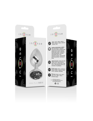 INTENSE - PLUG ANAL METAL ALUMINIO CON CRISTAL NEGRO TALLA S