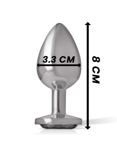 INTENSE - PLUG ANAL METAL ALUMINIO CON CRISTAL NEGRO TALLA M